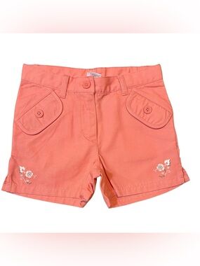 Janie and Jack Scenic Locale Girls' Coral Embroidered Cotton Shorts 2T